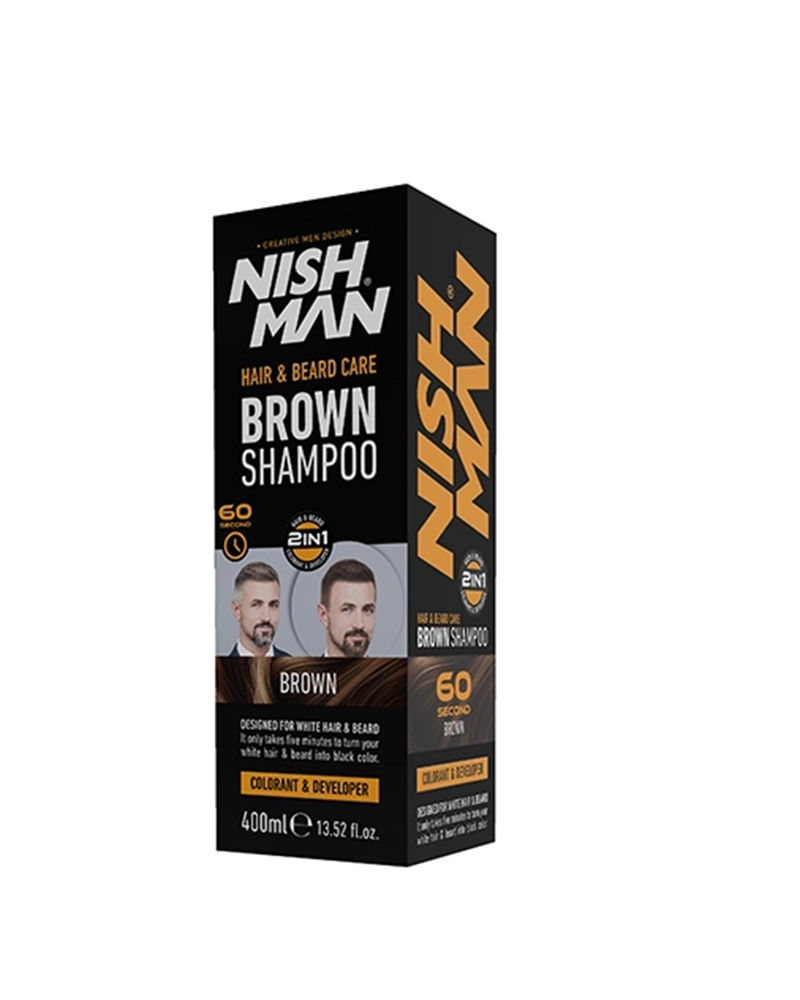 NISHMAN Brown Shampoo kutu New شامبو نيشمان البني لصبغ وتلوين الشعر - 400 مل - الصورة 1