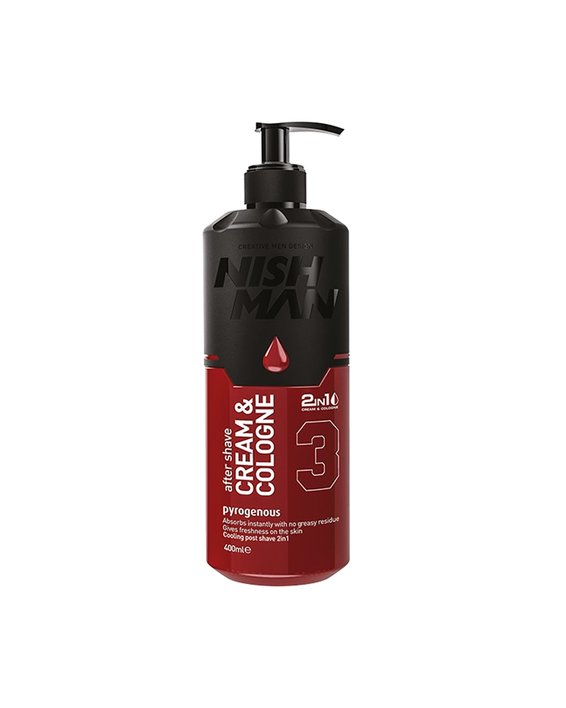 Nishman_AfterShave_CreamCologne_3Pyrogenous_400ml (2) كريم وكولونيا نيشمان المحترف 2 في 1 بعد الحلاقة - جولد وان 400ml - الصورة 1